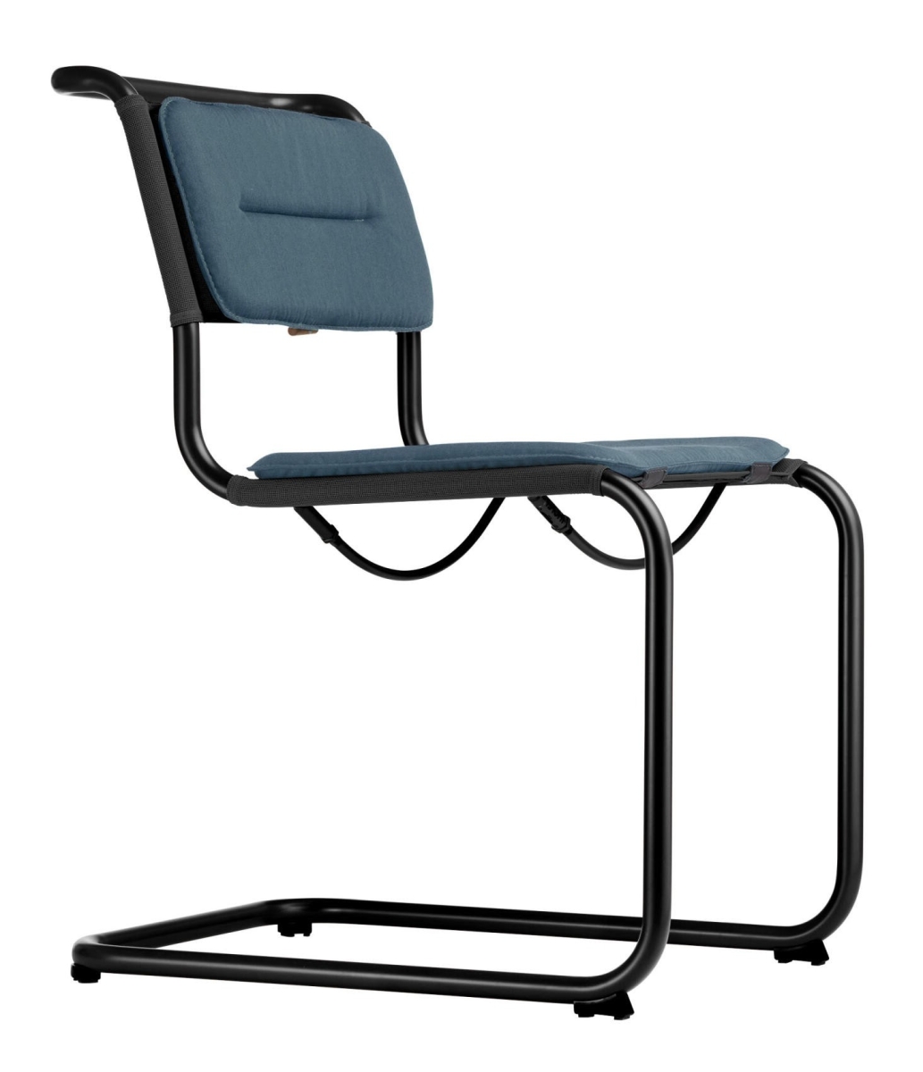 Preview: Thonet S33 N AS Netz Schwarz mit Polsterung Vorderansicht