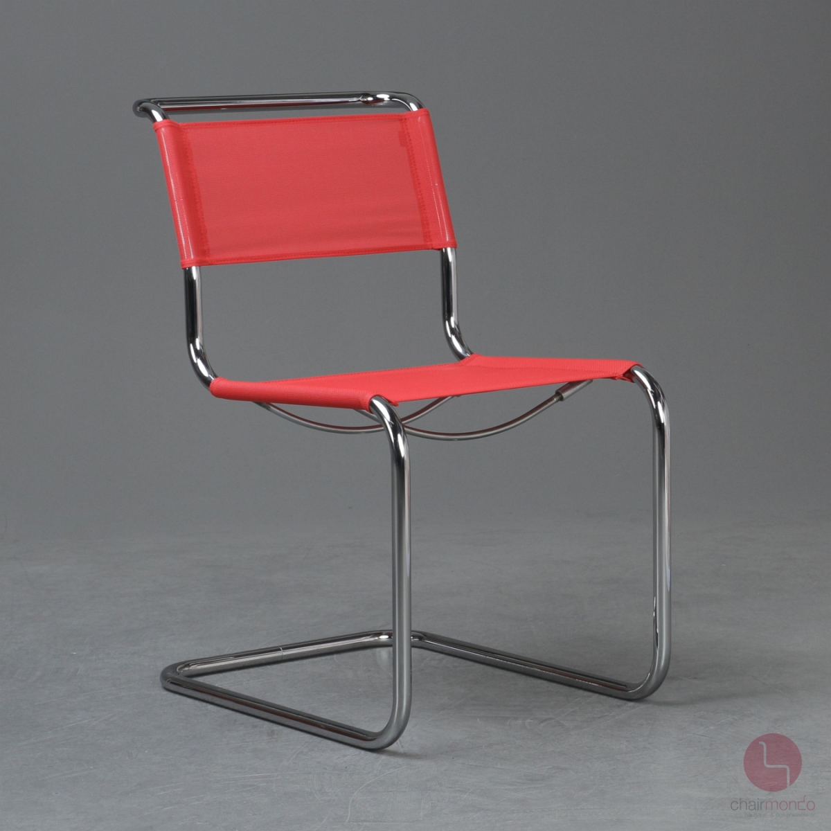 Preview: Thonet S33 N Netzgewebe Rot Bauhaus Freischwinger gebraucht