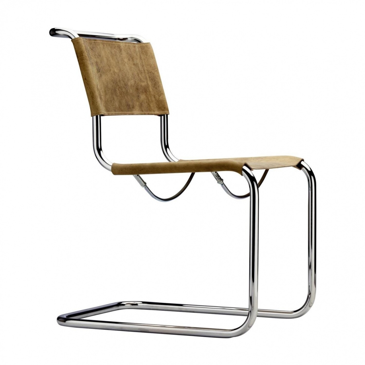Preview: Thonet S33 Freischwinger Pure Materials Büffelleder Braun