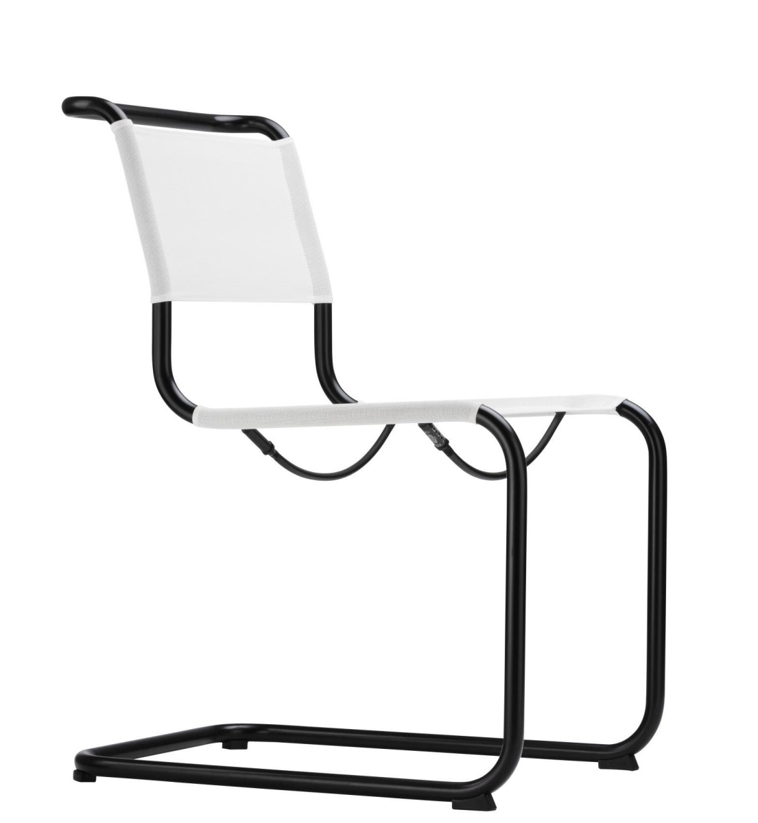 Preview: Thonet S33NFreischwinger Netzgewebe weiß Gestell schwarz