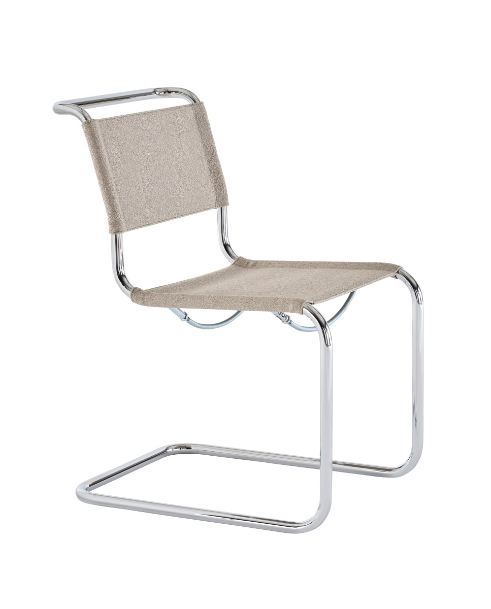 Preview: Thonet S33V Freischwinger Stoff in Cento angora Gestell in weiß