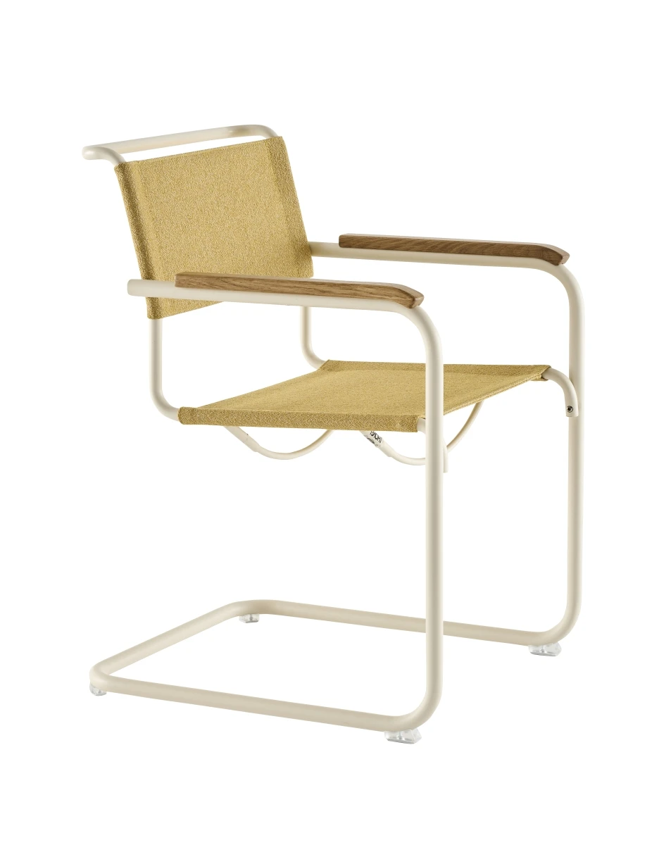 Thonet S34V Stoff Cento corn Gestell weiß lackiert