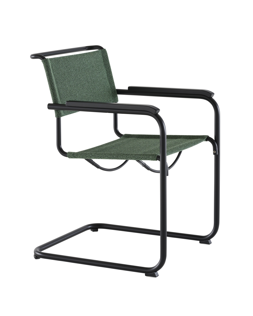 Preview: Thonet S34 V Freischwinger mit Cento Stoff und Armlehnen