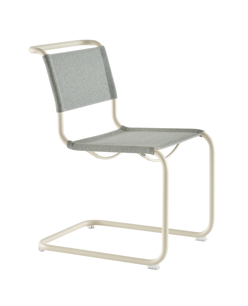 Preview: Thonet S33V Freischwinger Stoff in Cento ray Gestell in weiß