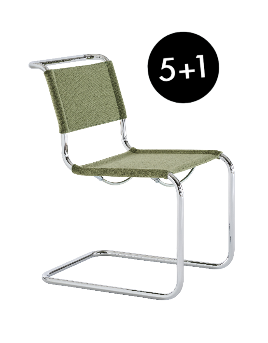 Preview: Thonet S33 V Bauhaus Freischwinger mit Nobel Stoff l 5+1 Aktion