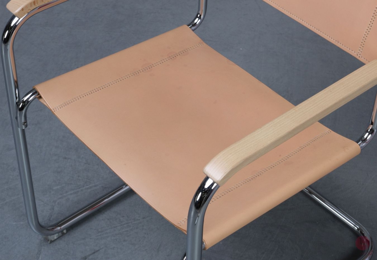 Preview: Thonet S34 Freischwinger Leder Beige gebraucht