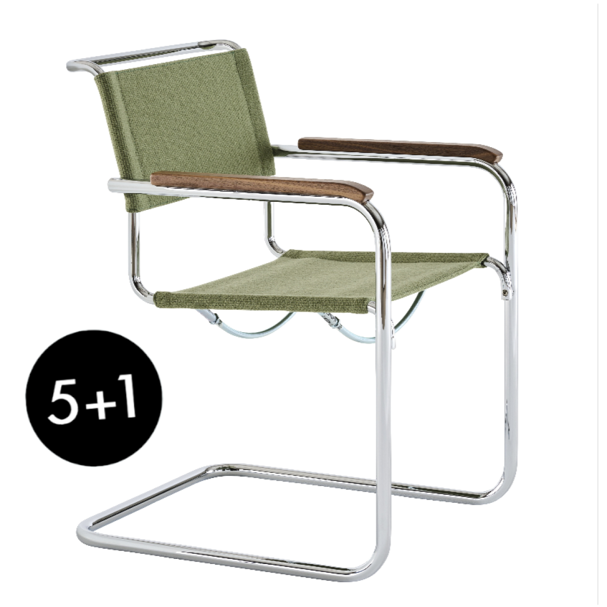 Preview: Thonet S34 V Freischwinger mit Nobel Stoff und Armlehnen l 5+1 Aktion