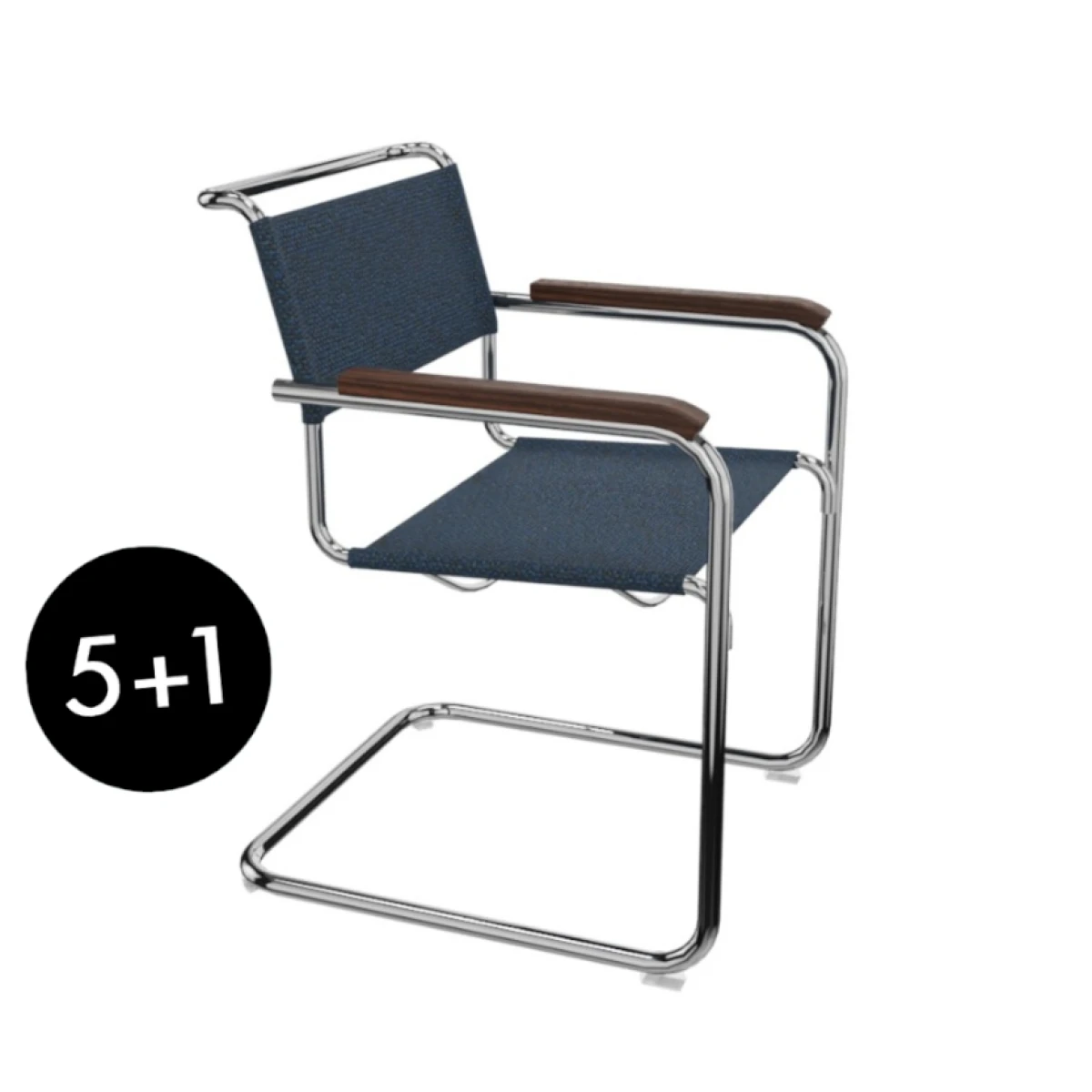 Thonet S 34 V Freischwinger Gestell Chrom Stoff ictoria