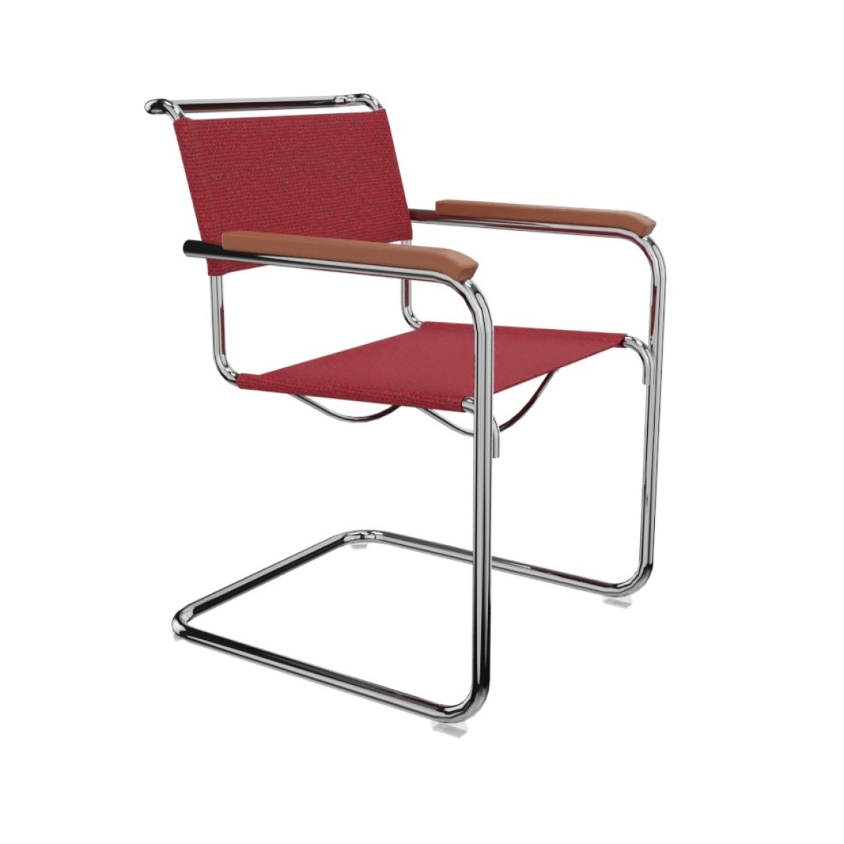 Preview: Thonet S34 V Freischwinger mit Stoff und Armlehnen - Gestell verchromt I 5+1 Aktion