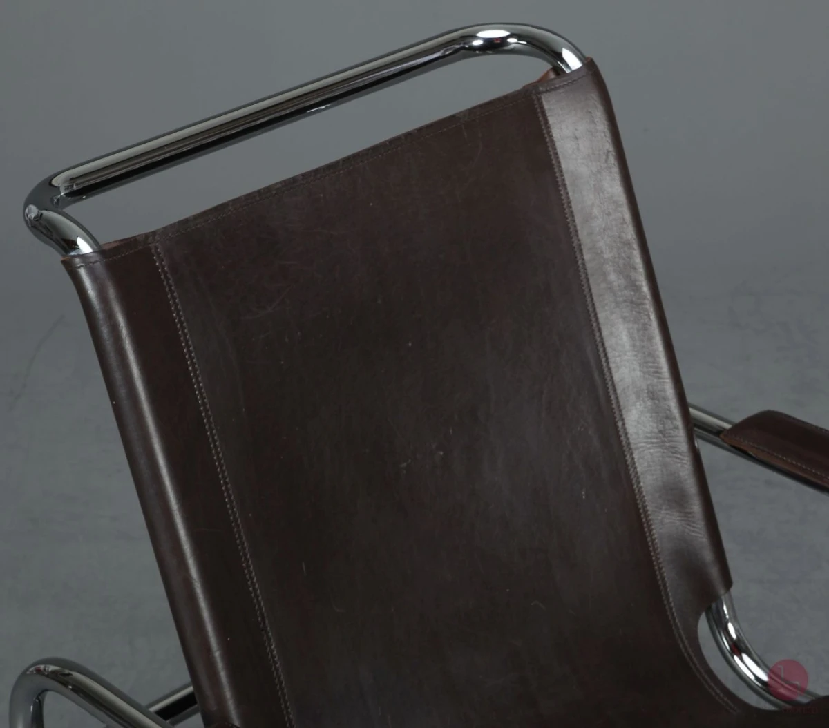 Thonet S35 L Freischwinger Sessel mit braunem Leder Vintage gebraucht