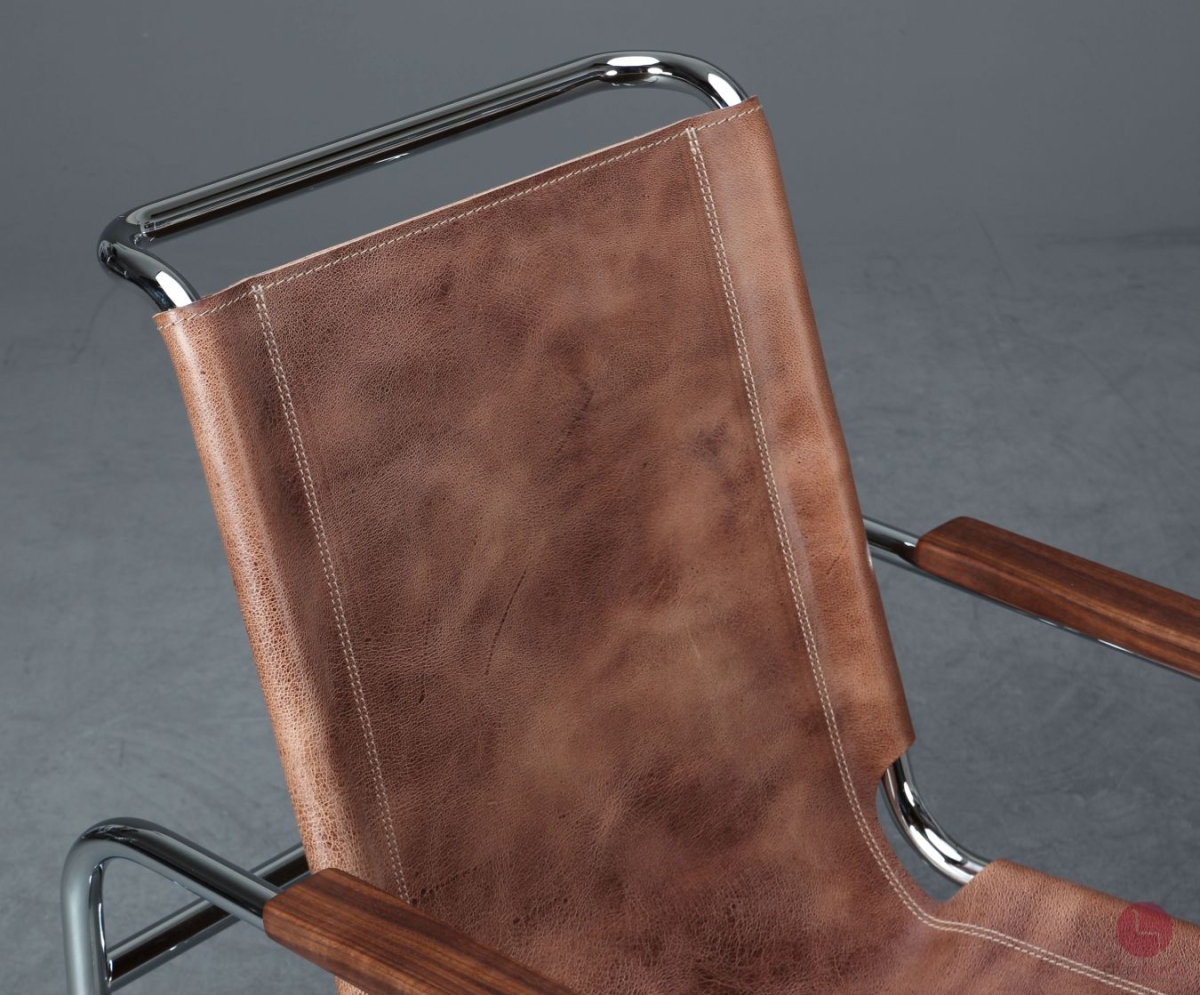 Preview: Thonet S35 mit Büffelleder unThonet S35 mit Büffelleder und Nussbaum Armlehnend Nussbaum Armlehnen