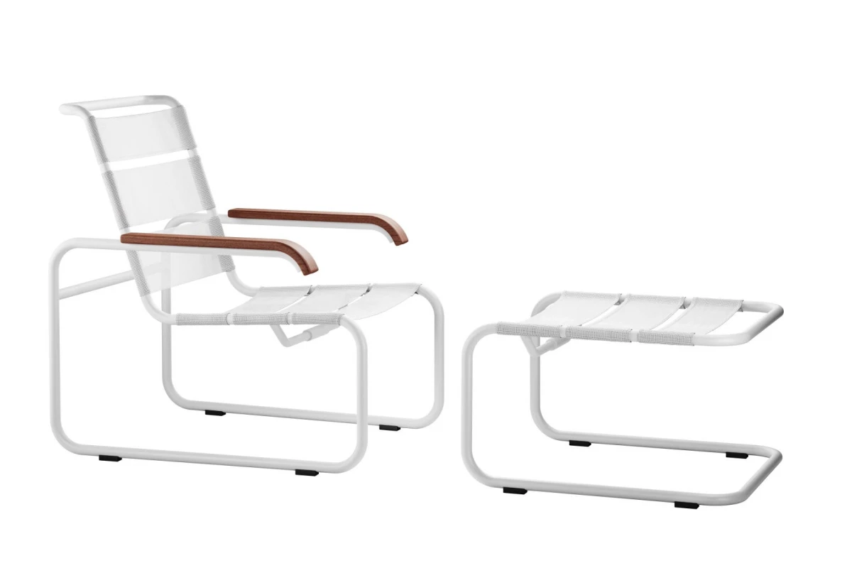 Thonet S35 N Outdoor mit Fußhocker im Bundle Weiß