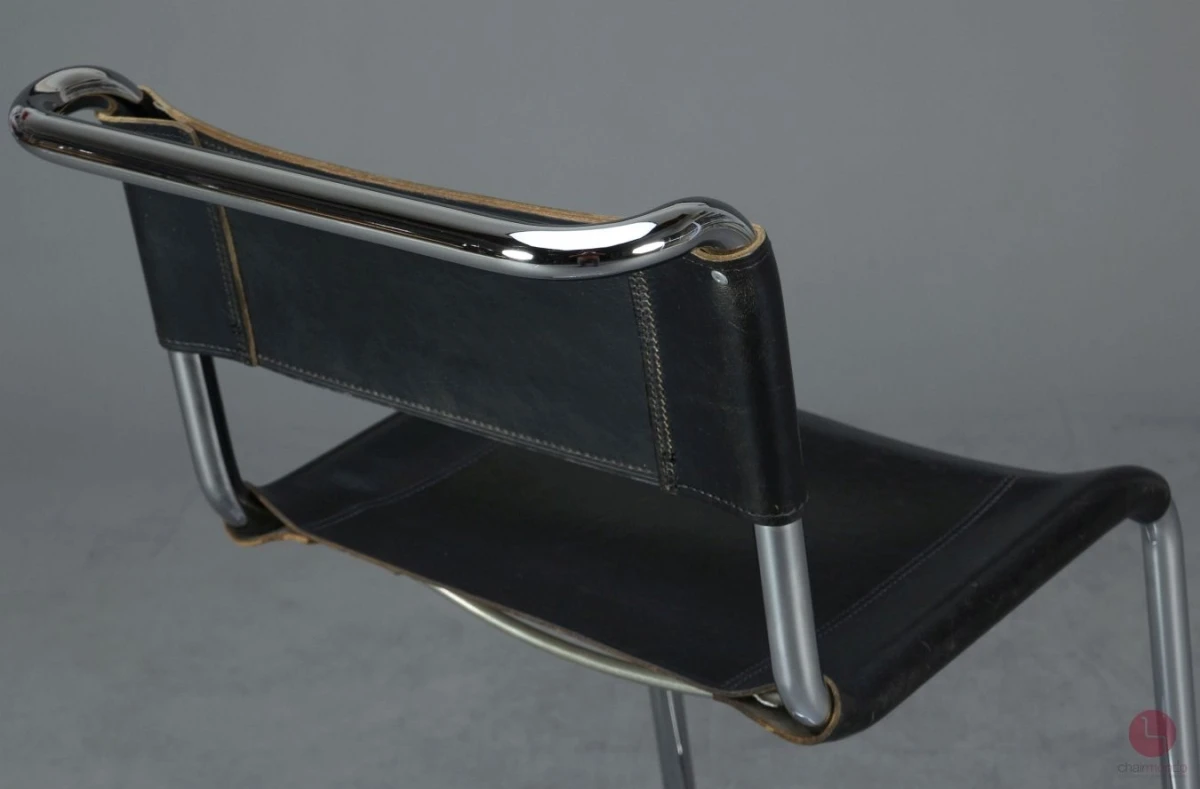 Thonet S39 Freischwinger Barstuhl in Leder Schwarz gebraucht