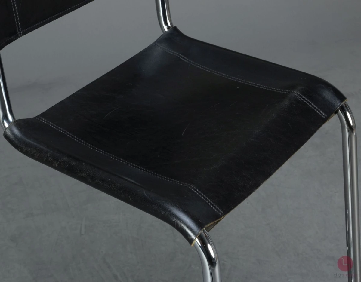 Thonet S39 Freischwinger Barstuhl in Leder Schwarz gebraucht