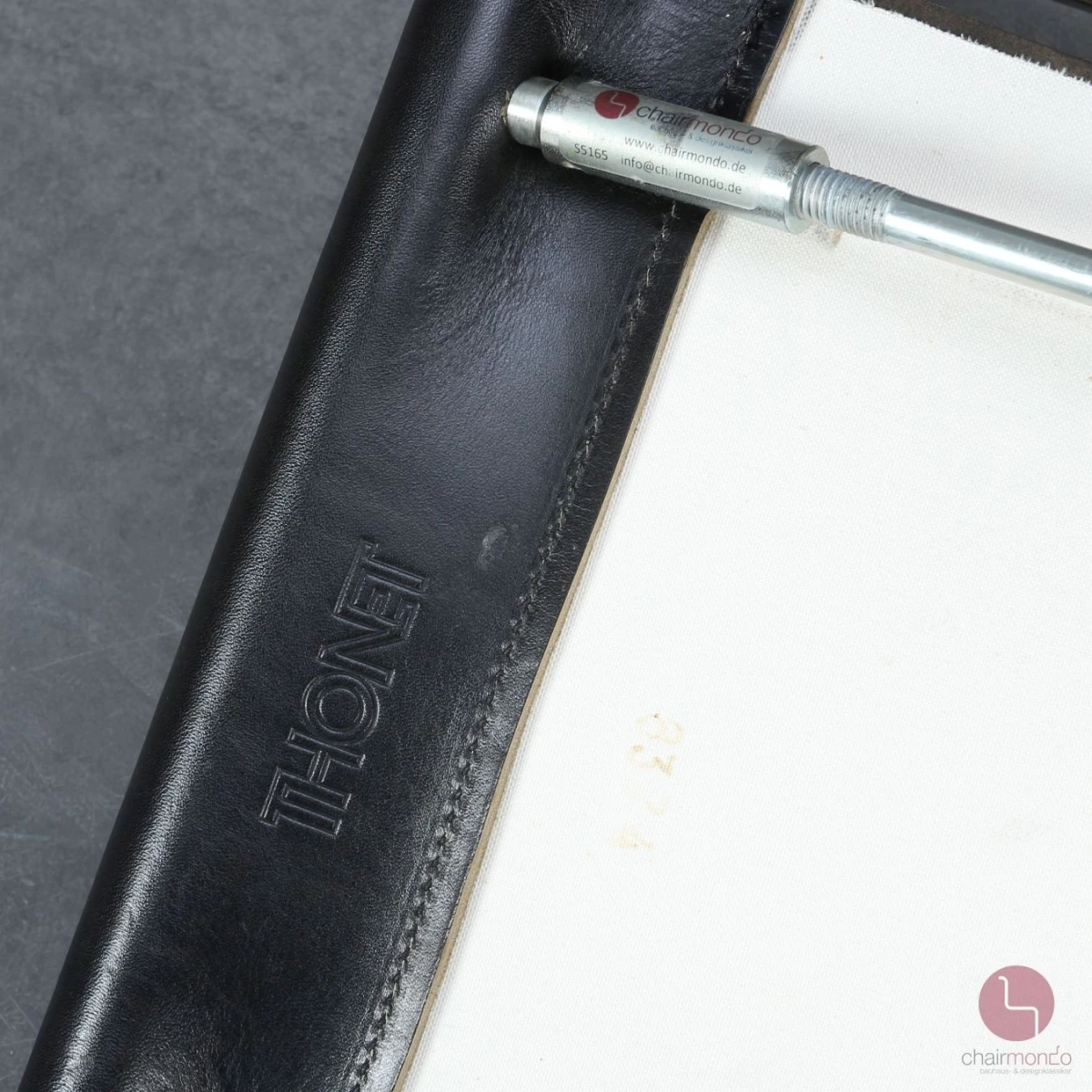Thonet S39 Freischwinger Barstuhl in Leder Schwarz gebraucht