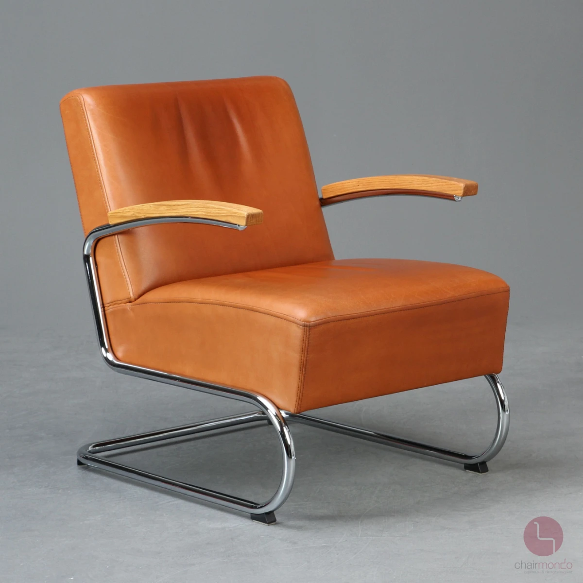 Thonet S411 Leder Sessel mit cognacfarbenem Bezug