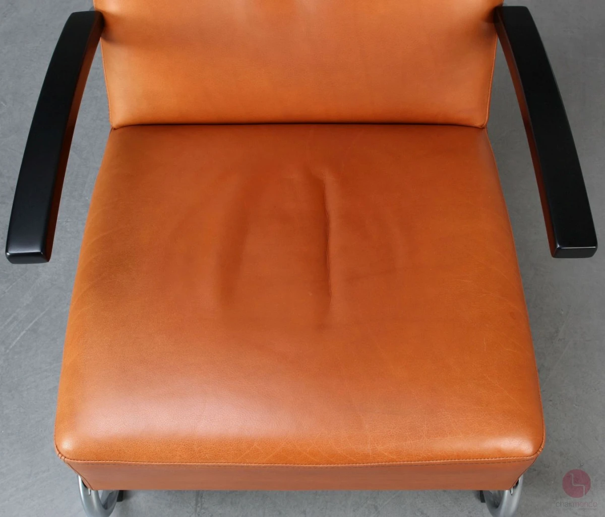 Thonet S411 Leder Sessel mit cognacfarbenem Bezug