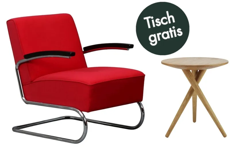 Thonet S411 Stoff Sessel + 1025 Beistelltisch gratis