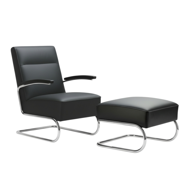 Preview: Thonet S412 Leder Sessel + gratis Hocker S411 H im Set
