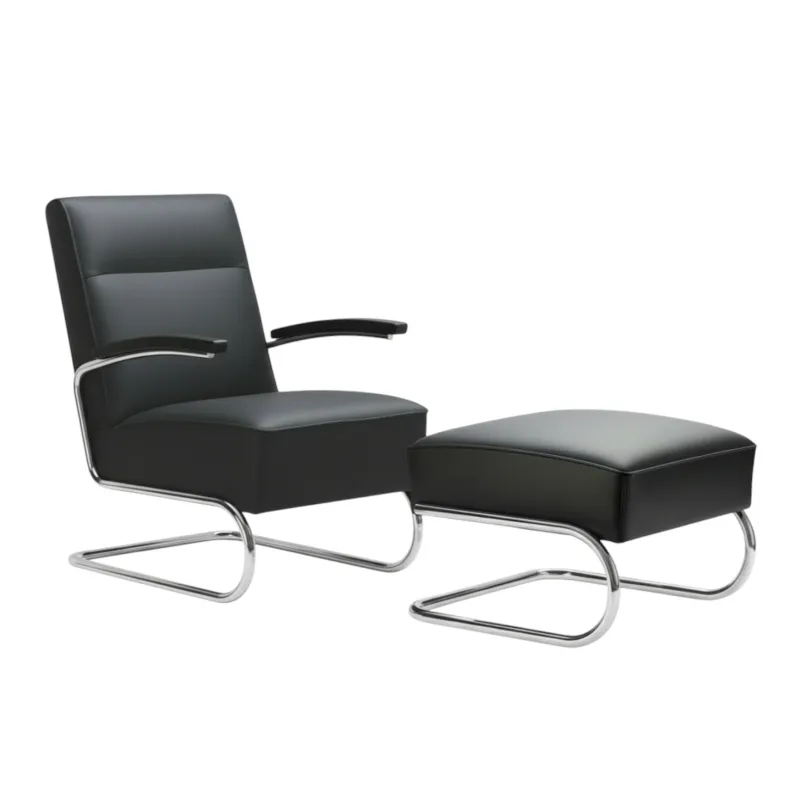 Thonet S412 Leder Sessel + gratis Hocker S411 H im Set