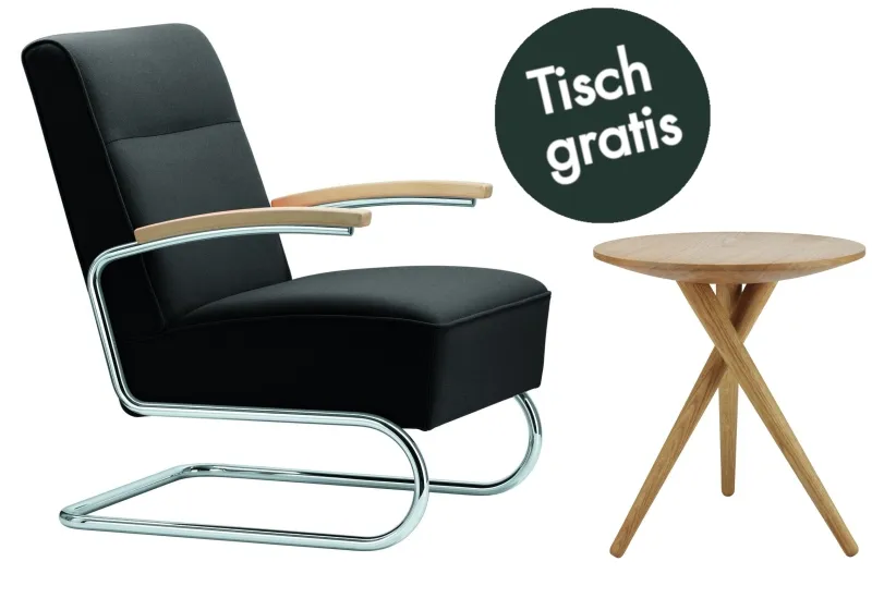 Thonet S412 Stoff Sessel + 1025 Beistelltisch gratis