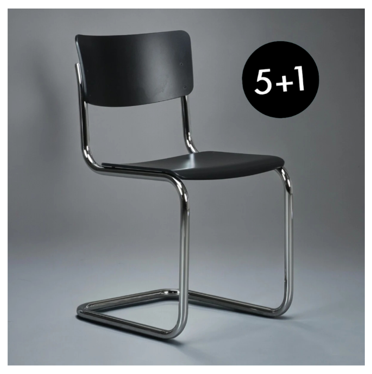 Preview: Thonet S43 Freischwinger Stuhl Schwarz Buche Stahlrohr verchromt l 5+1 Aktion Preview: Thonet S43 Freischwinger Stuhl Schwarz Buche Stahlrohr verchromt l 5+1 Aktion