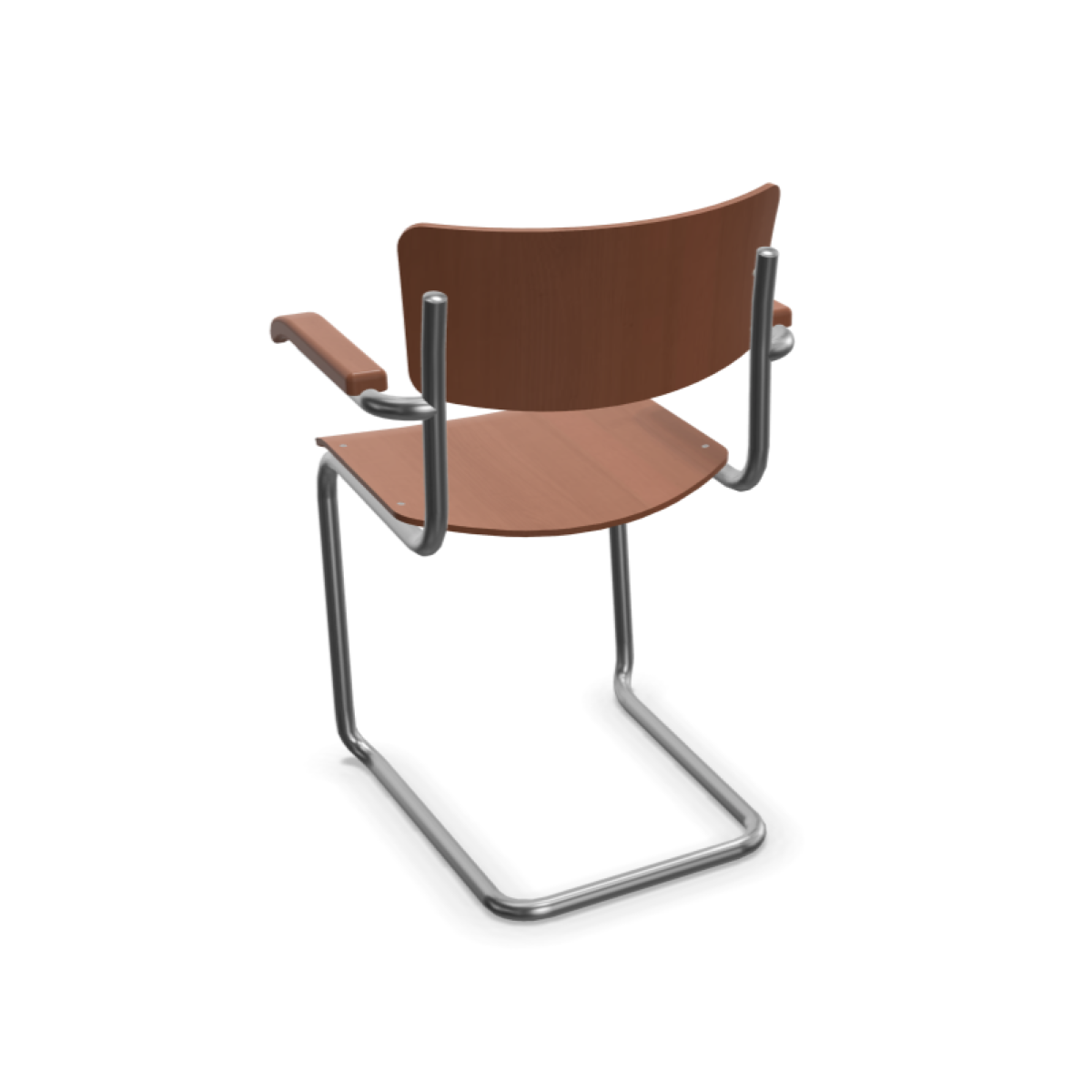 Preview: Thonet S43 FST stapelbarer Freischwinger Stuhl mit Armlehnen - bunte Farben Stahlrohr verchromt