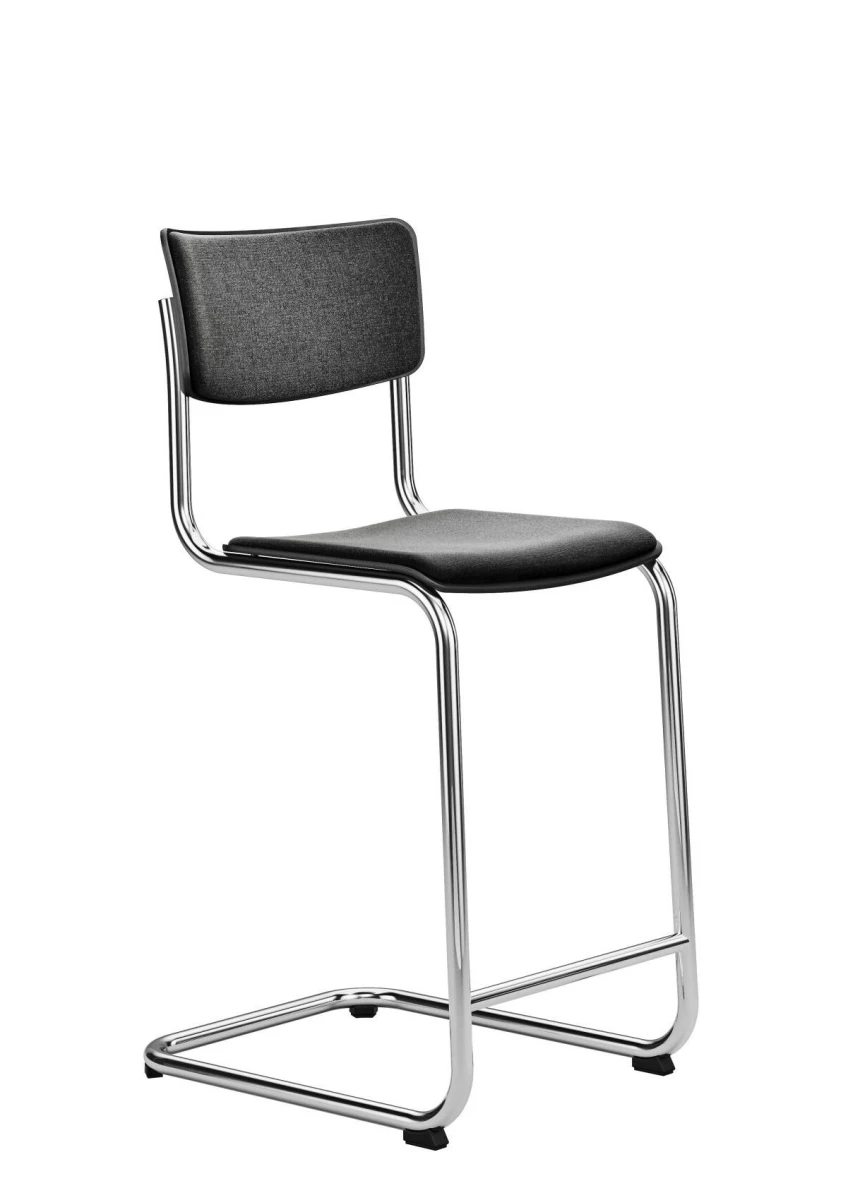 Thonet S43 PV HT Thekenhocker Freischwinger Vorderansicht Schwarz