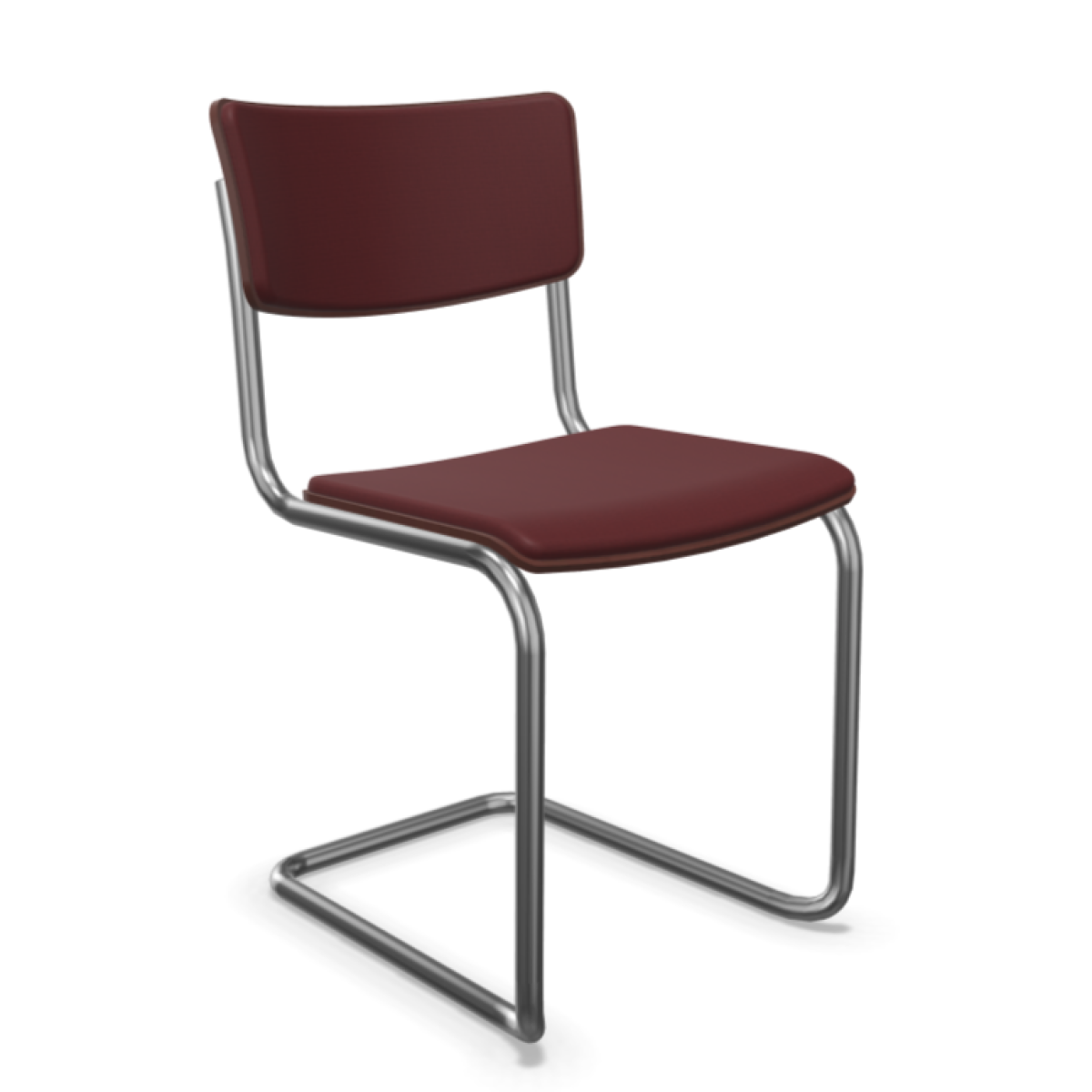 Preview: Thonet S43 PVST stapelbarer Stahlrohr Freischwinger mit Polsterung