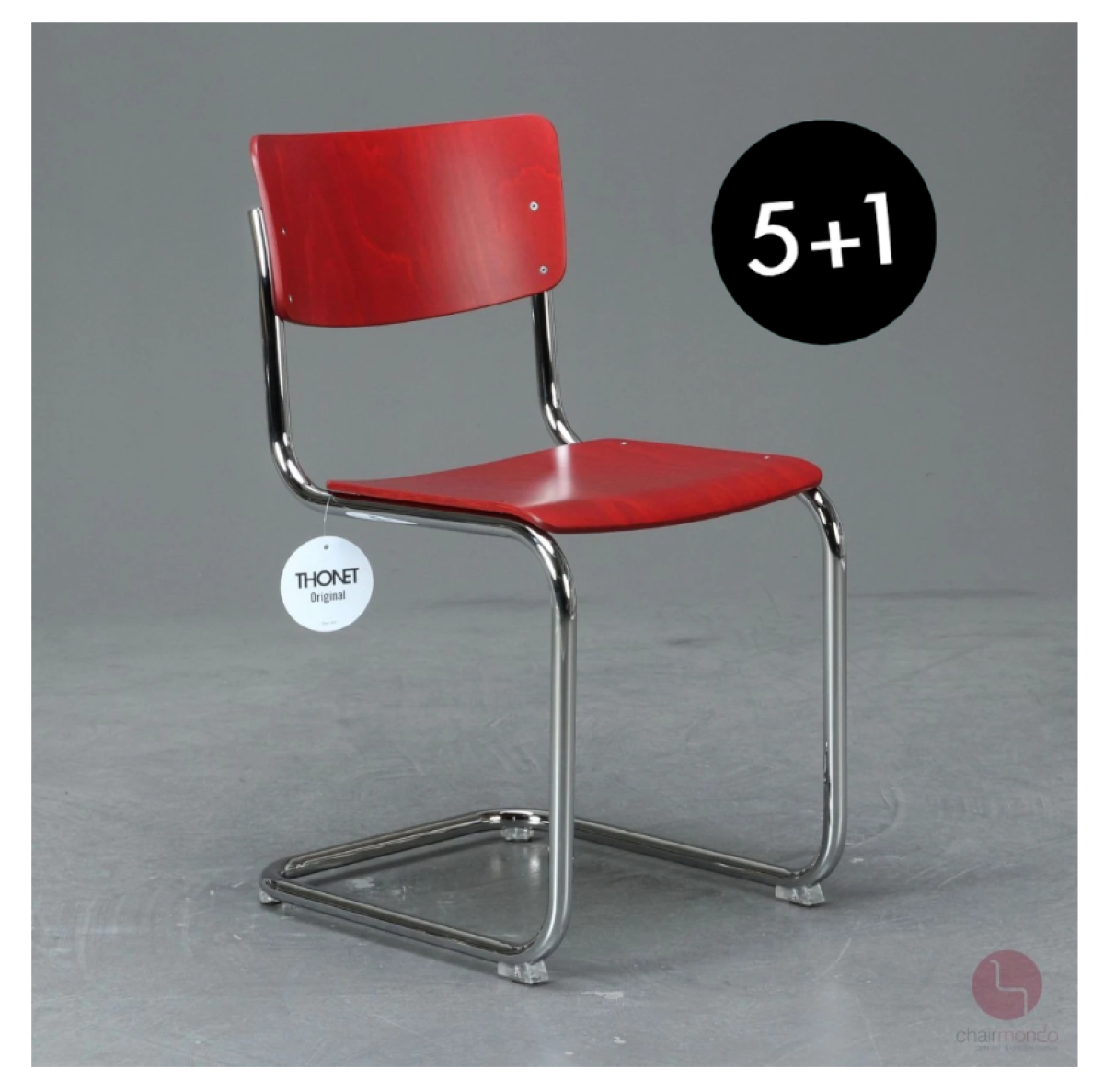 Preview: Thonet S43 Freischwinger Stuhl - mit RAL Farben - Stahlrohr verchromt l 5+1 Aktion