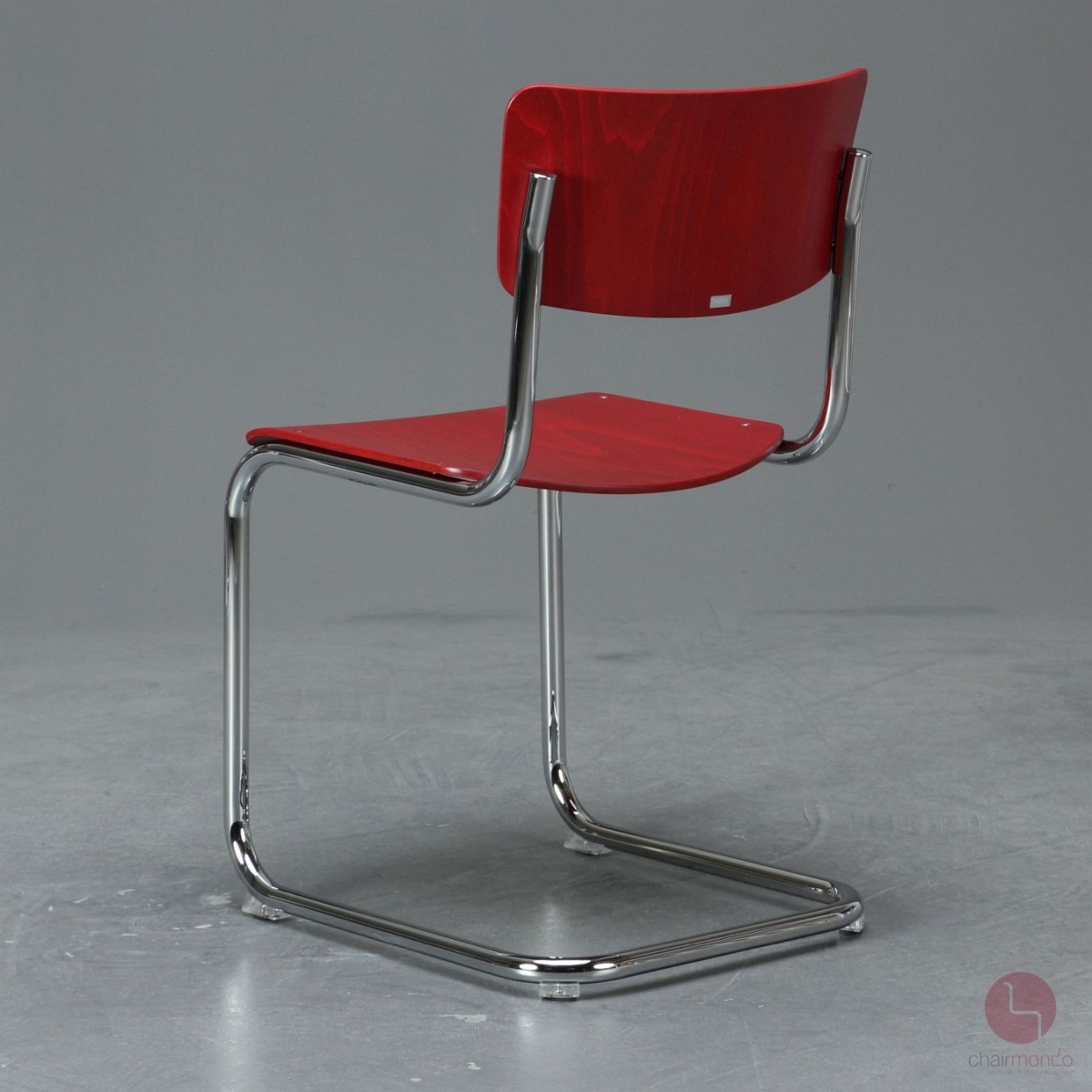 Preview: Thonet-S43-Freischwinger-Stuhl-in-Rot-Ralfarbe-bei-chairmondo-Rückansicht