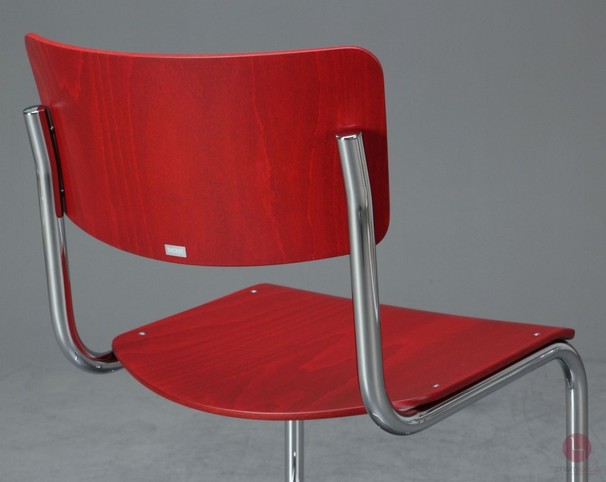 Preview: Thonet-S43-Freischwinger-Stuhl-in-Rot-Ralfarbe-bei-chairmondo-Rückenlehne-hinten