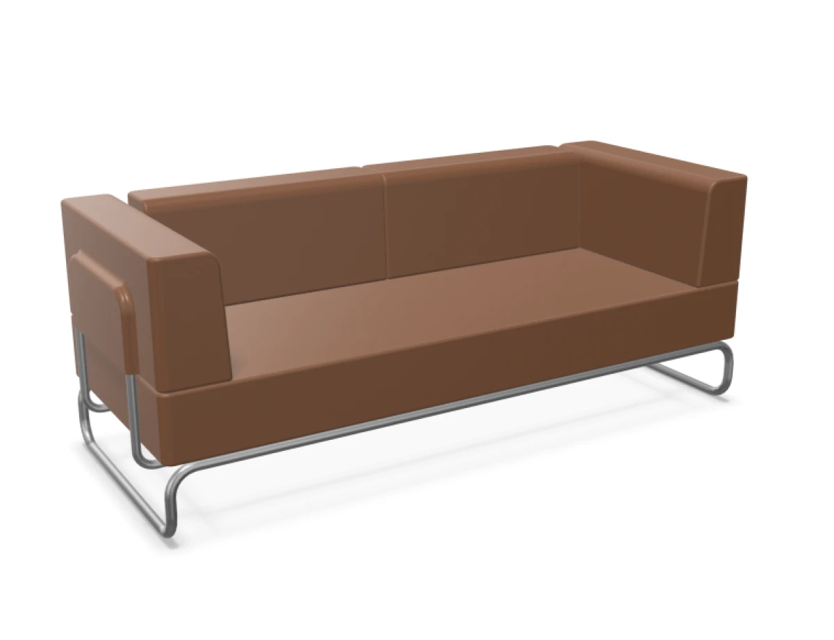 thonet S5002 C002 Sofa mit hohen Armlenen aus Leder i new congac