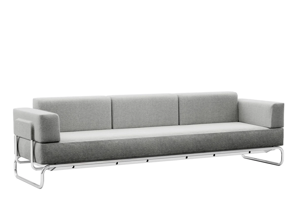 Thonet S5001/C001 3-Sitzer Sessel mit grauem Stoffbezug Divina Melange - modernes, vorkonfiguriertes Design mit klaren Linien