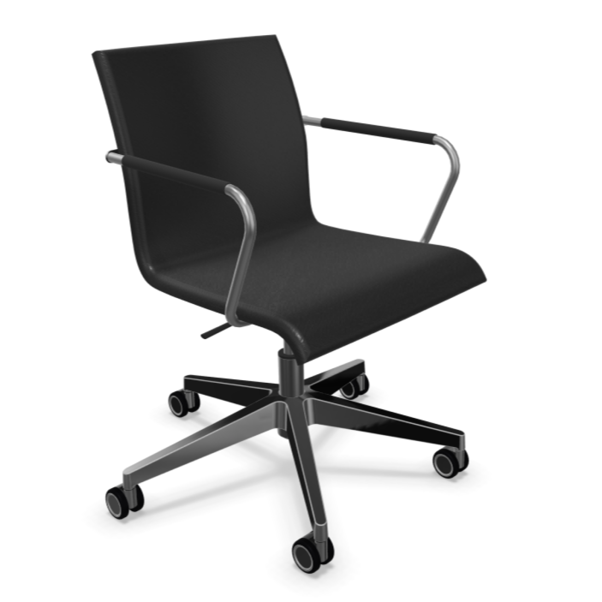 Preview: Thonet S55 Bürostuhl Drehsessel Leder schwarz Gestell verchromt