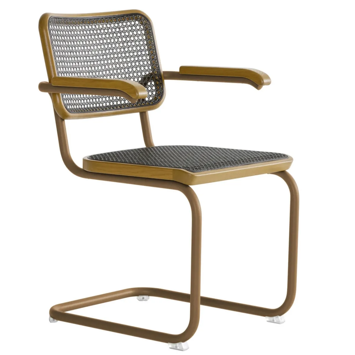 Thonet Herkner Edition S64 V Freischwinger mit Dark Melange Geflecht l gratis Filzgleiter