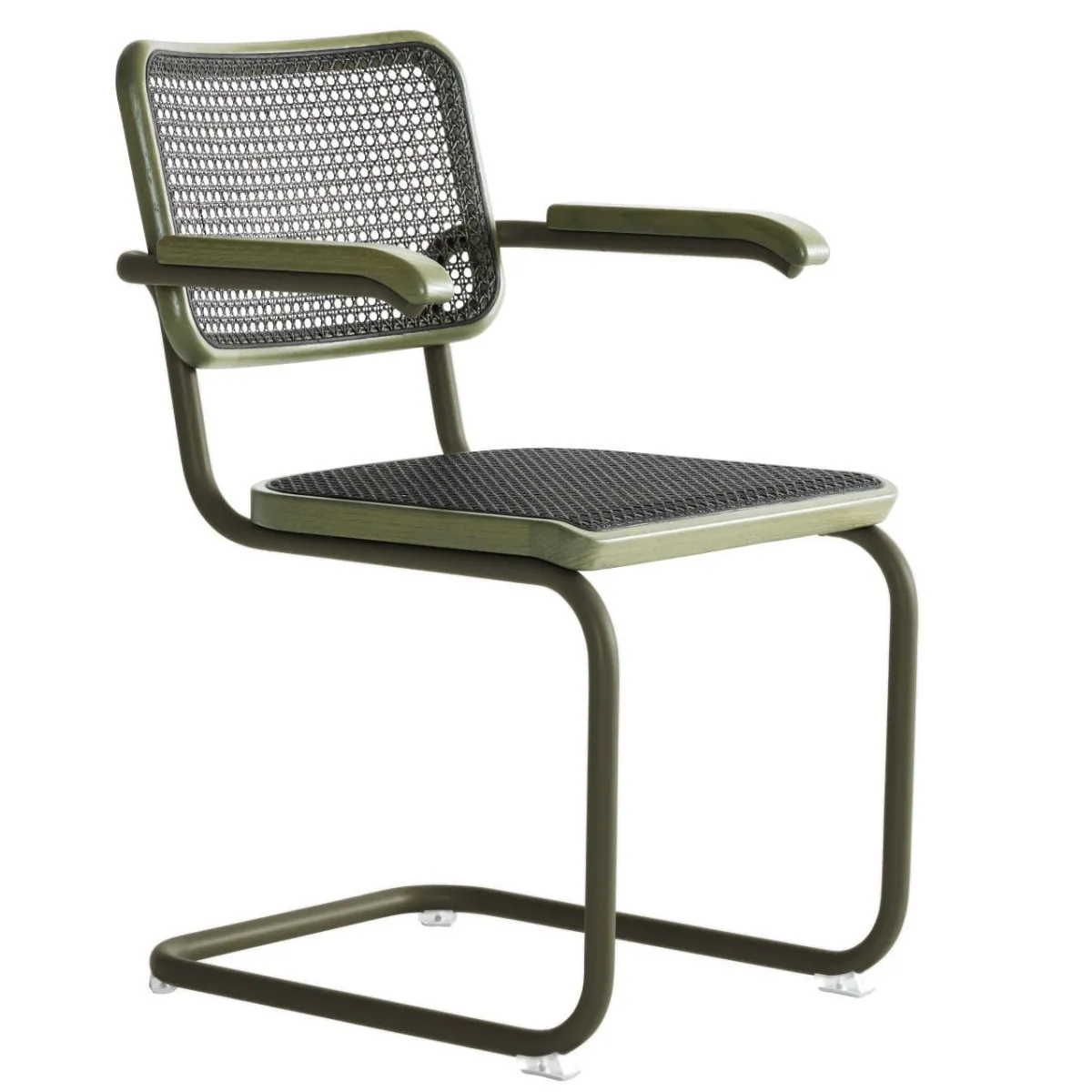 Thonet Herkner Edition S64 V Freischwinger mit Dark Melange Geflecht l gratis Filzgleiter