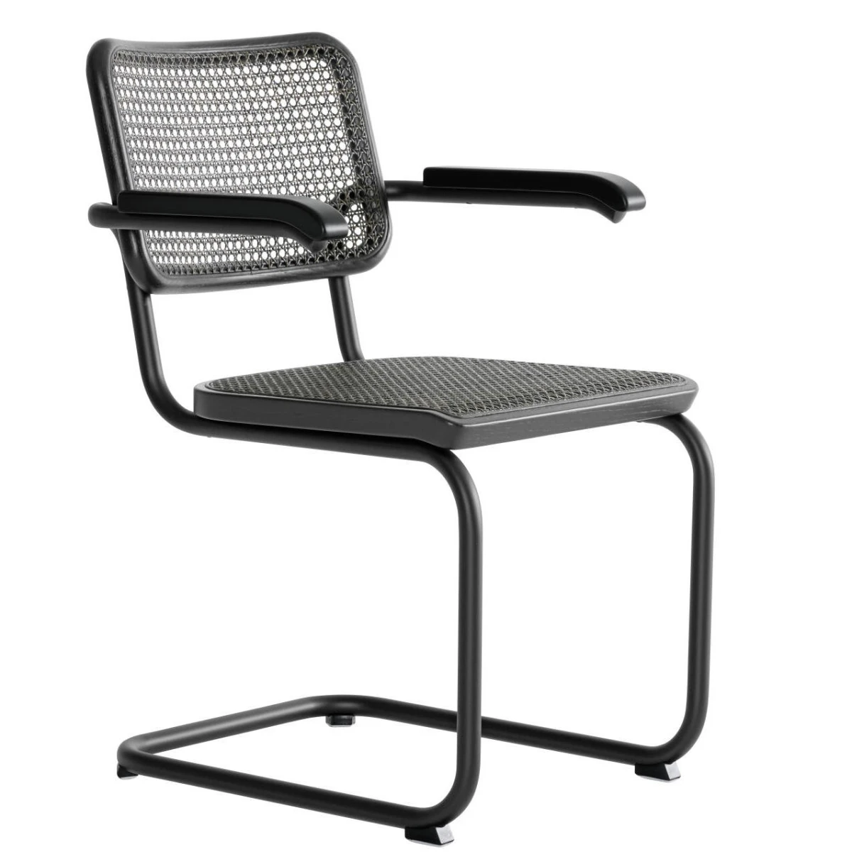 Thonet Herkner Edition S64 V Freischwinger mit Dark Melange Geflecht l gratis Filzgleiter