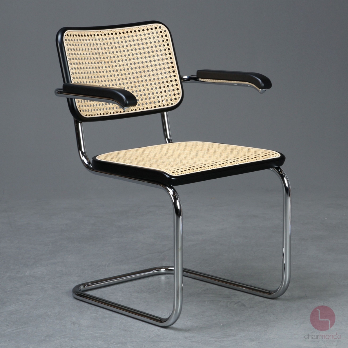 Thonet S64 Freischwinger Schwarz mit erneuertem Wiener Geflecht gebraucht