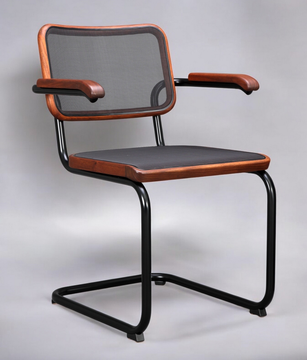 Preview: Thonet S64 N Pure Materials Freischwinger Gestell Schwarz + Netzgewebe