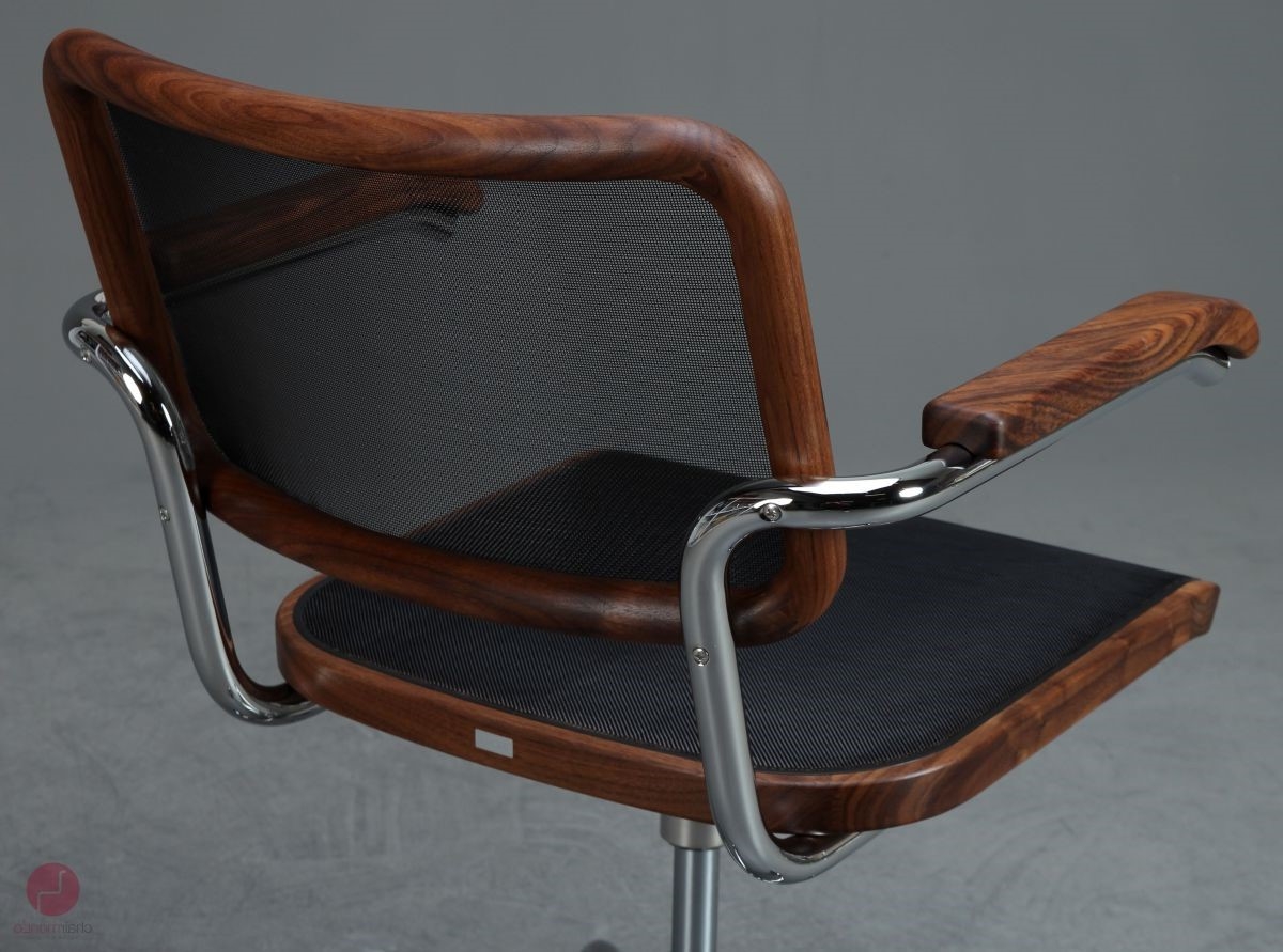 Preview: Thonet S64 NDR Pure Materials Nussbaum Drehstuhl Rückenansicht
