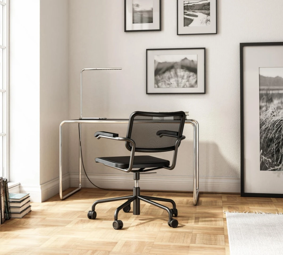 Thonet S64 NDR schwarz Drehstuhl schwarz raumansicht