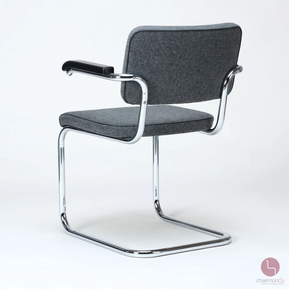 Thonet S64 PV Freischwinger Stoff Polster Grau, gebraucht