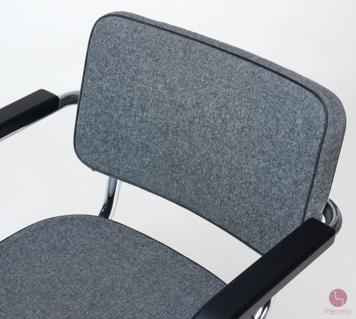 Preview: Thonet S64 PV Freischwinger Stoff Polster Grau, gebraucht