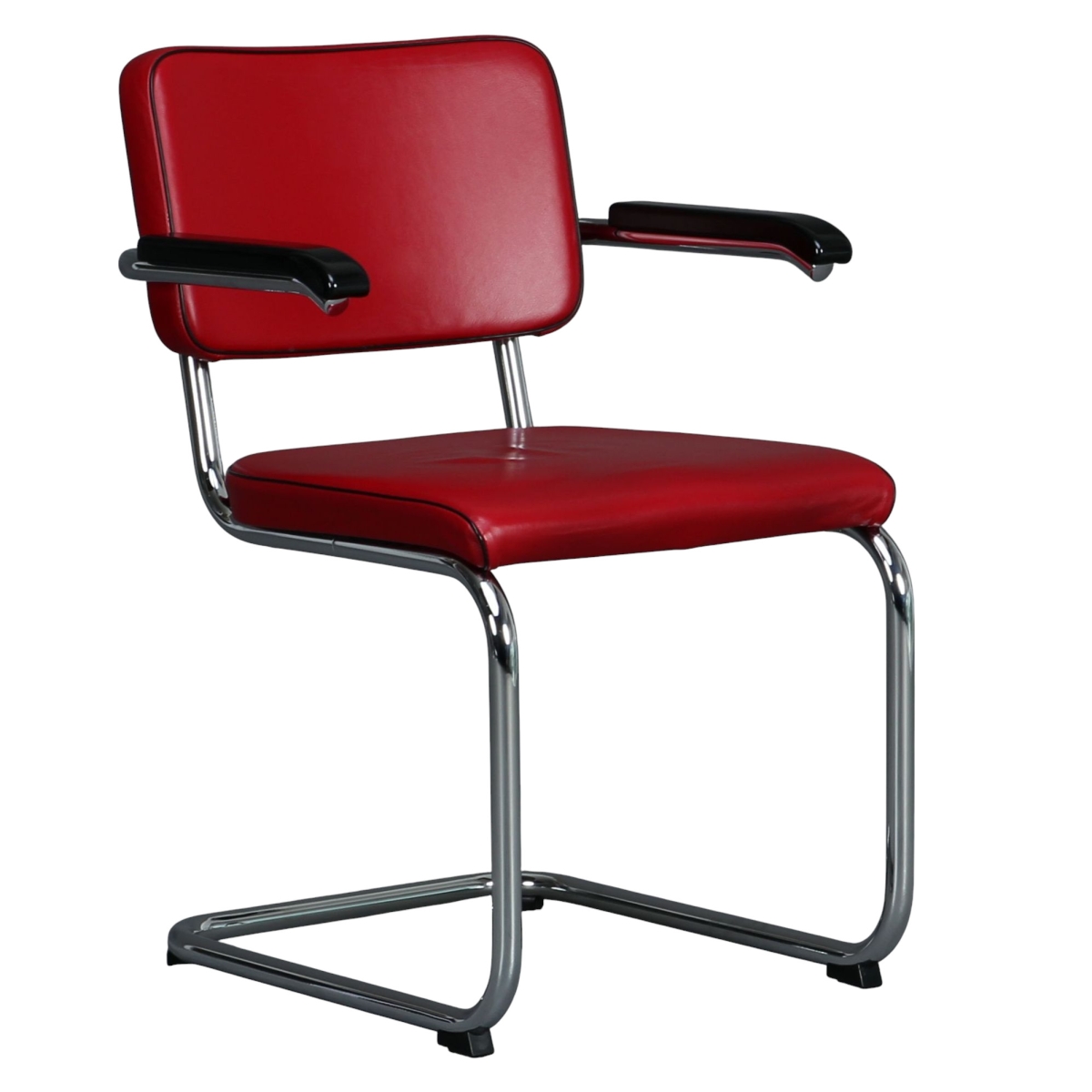 Preview: Thonet S64 PV Freischwinger Leder vollumpolstert, Neuware frei konfigurierbar Preview: Thonet Stuhl S64 PV - Leder Rosso Rot