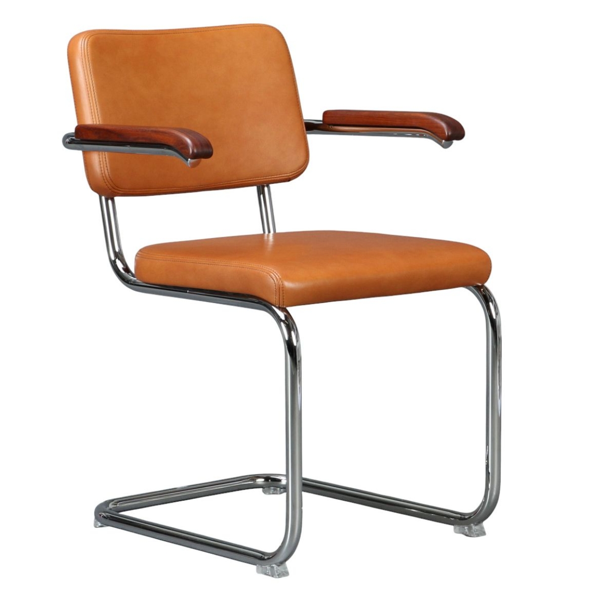 Preview: Thonet-S64-PV-Nappaleder-Cognac Nussbaum Armlehnen