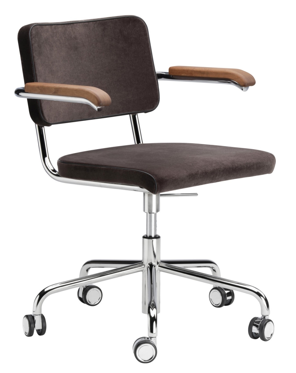 Preview: Thonet S64 PVDR Drehstuhl Kunststoffleder Seitenansicht