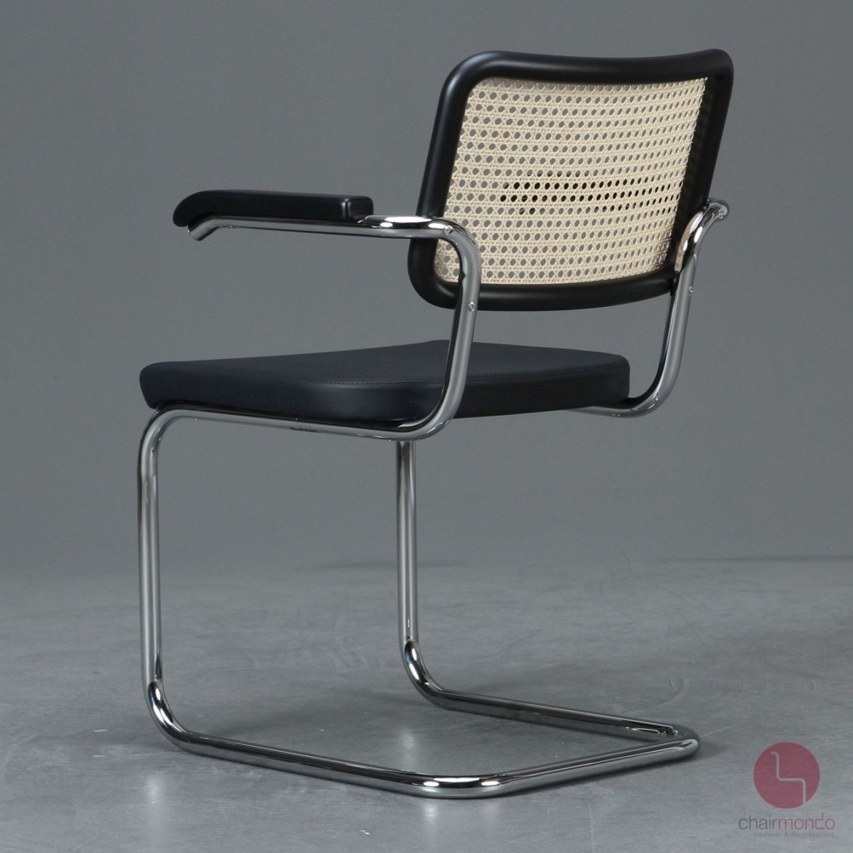 Preview: Thonet S64 SPV Stuhl mit Ledersitzfläche Rückseite