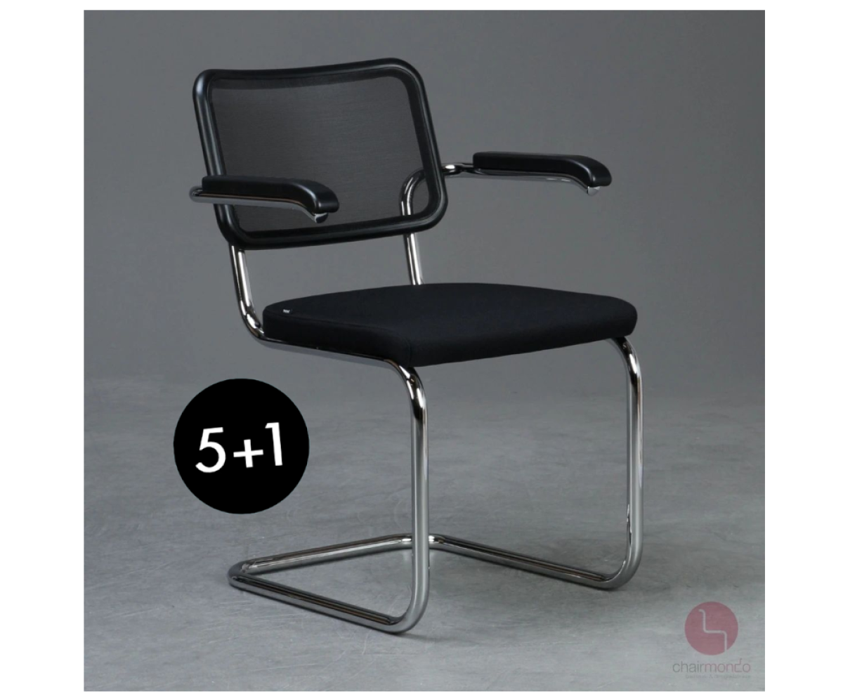 Preview: Thonet S64 SPVN Freischwinger mit Netzgeflecht und Sitzolster NEU l 5+1 Aktion