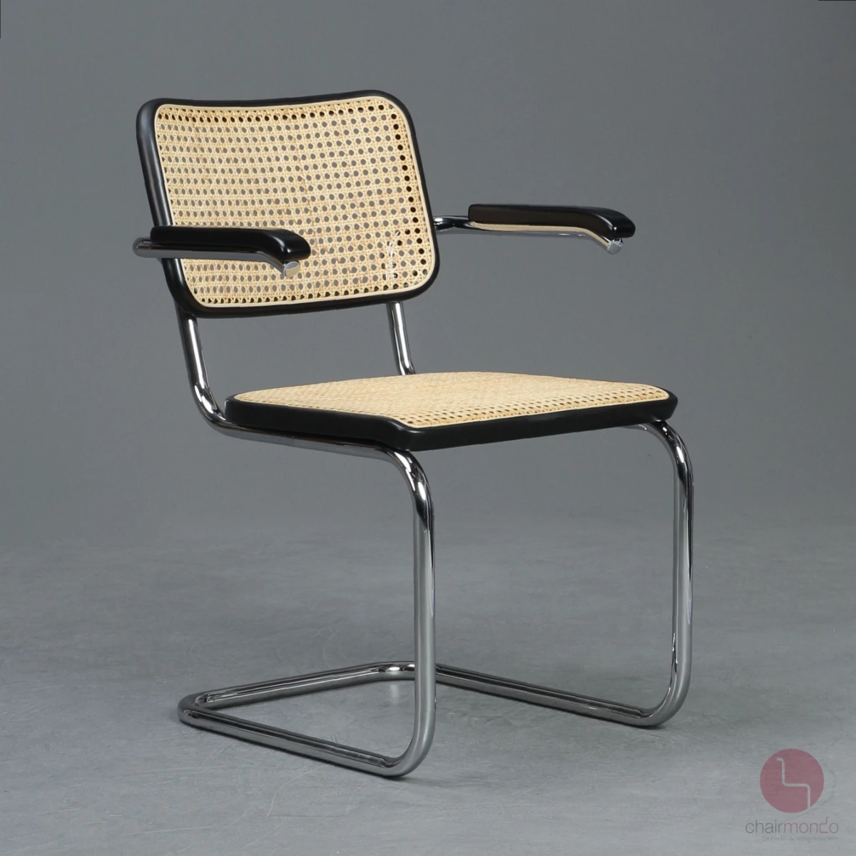 Thonet S64 Freischwinger in Schwarz mit Wiener Geflecht gebraucht